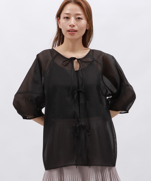 LAKOLE（ラコレ）の「2WAYリボンアップブラウス / 129991（シャツ/ブラウス・レディース・グレー/ブラック/ピンク/ベージュ・FREE）」の22枚目の写真