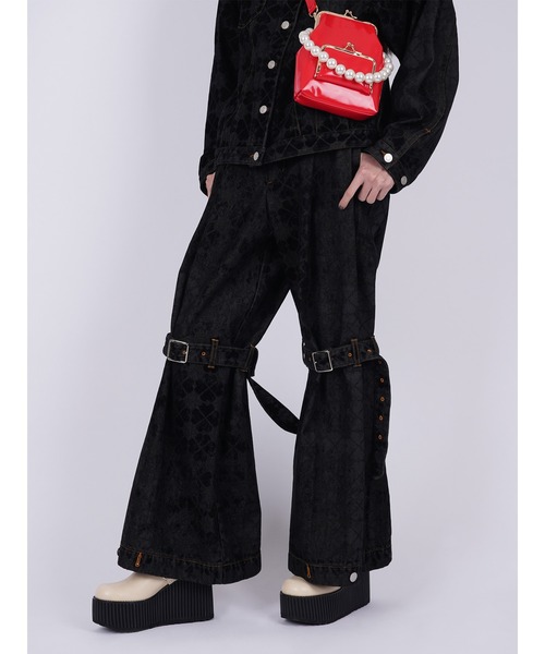セール】Pile Print Pixel Clover Denim Baggy Trousers（デニム