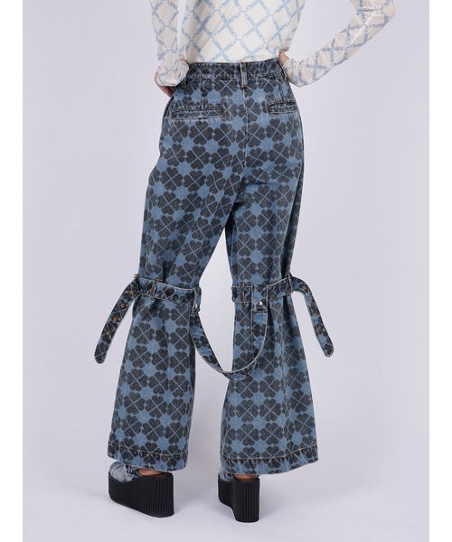 パメオポーズ PIXEL CLOVER DENIM BAGGY TROUSERS セール】Pile Print Pixel Clover Denim Baggy Trousers（デニム