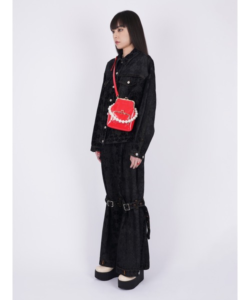 パメオポーズ PIXEL CLOVER DENIM BAGGY TROUSERS セール】Pile Print Pixel Clover Denim Baggy Trousers（デニム