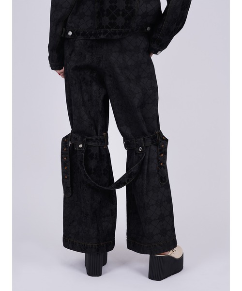 パメオポーズ PIXEL CLOVER DENIM BAGGY TROUSERS セール】Pile Print Pixel Clover Denim Baggy Trousers（デニム