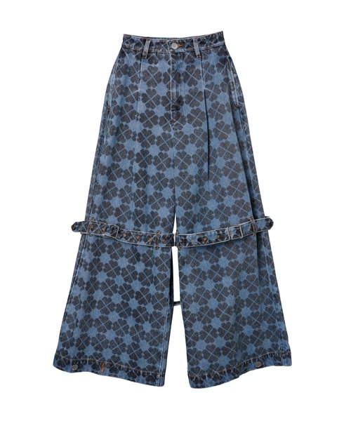 セール】Pile Print Pixel Clover Denim Baggy Trousers（デニム