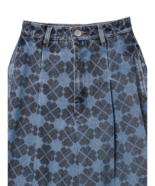 パメオポーズ PIXEL CLOVER DENIM BAGGY TROUSERS セール】Pile Print Pixel Clover Denim Baggy Trousers（デニム