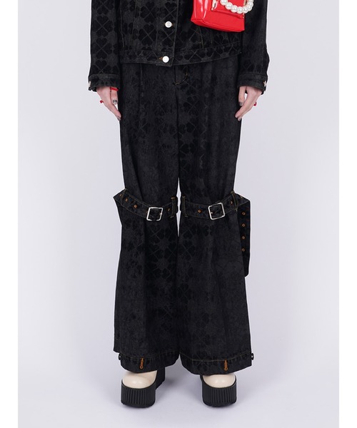 セール】Pile Print Pixel Clover Denim Baggy Trousers（デニム