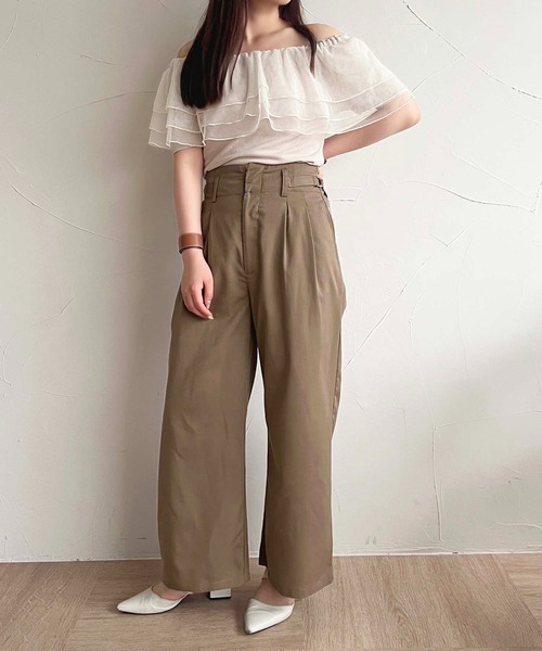 apres jour(アプレジュール)の「【apres jour mimi】SETUP可能 ベルト+ワイドパンツ【ZOZOTOWN限定アイテム】(スラックス・レディース・ブラウン/チャコールグレー/アイボリー・X-LARGE/MEDIUM/SMALL)」の6枚目の写真