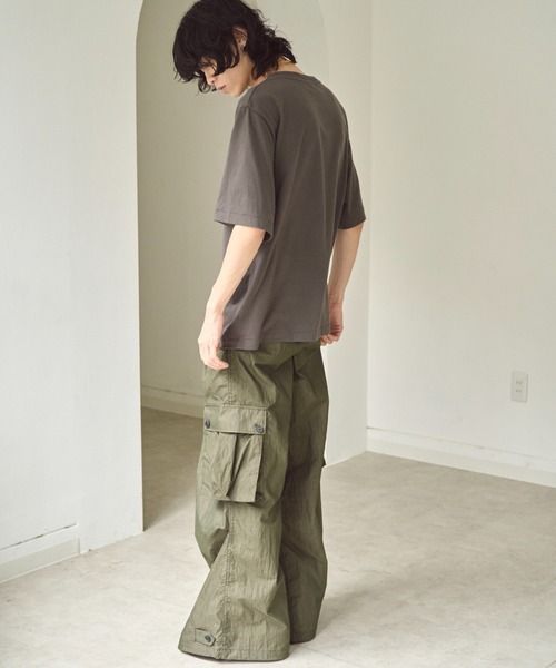 2tuck wide baggy coating cargo pants / 2タックワイドバギー