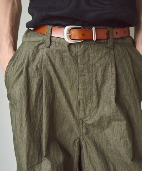 2tuck wide baggy coating cargo pants / 2タックワイドバギー
