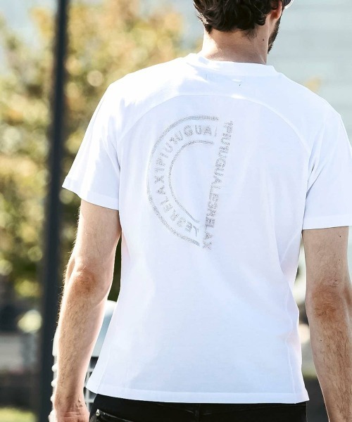 1PIU1UGUALE3 RELAX(ウノピゥウノウグァーレトレ リラックス)ラインストーンバックロゴ半袖Tシャツ（Tシャツ/カットソー）｜1PIU1UGUALE3 RELAX （ウノピゥウノウグァーレトレ リラックス）
