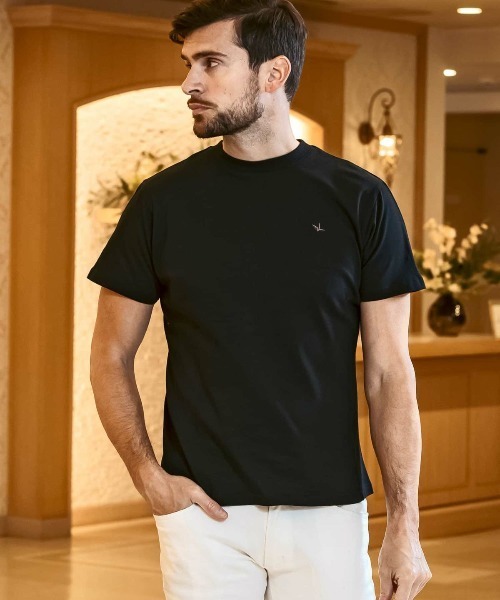 1PIU1UGUALE3 RELAX(ウノピゥウノウグァーレトレ リラックス)ラインストーンバックロゴ半袖Tシャツ（Tシャツ/カットソー）｜1PIU1UGUALE3 RELAX （ウノピゥウノウグァーレトレ リラックス）