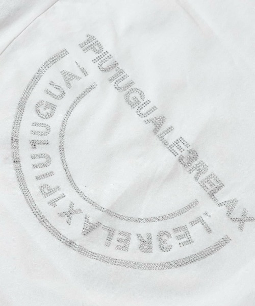 1PIU1UGUALE3 RELAX(ウノピゥウノウグァーレトレ リラックス)ラインストーンバックロゴ半袖Tシャツ（Tシャツ/カットソー）｜1PIU1UGUALE3 RELAX （ウノピゥウノウグァーレトレ リラックス）