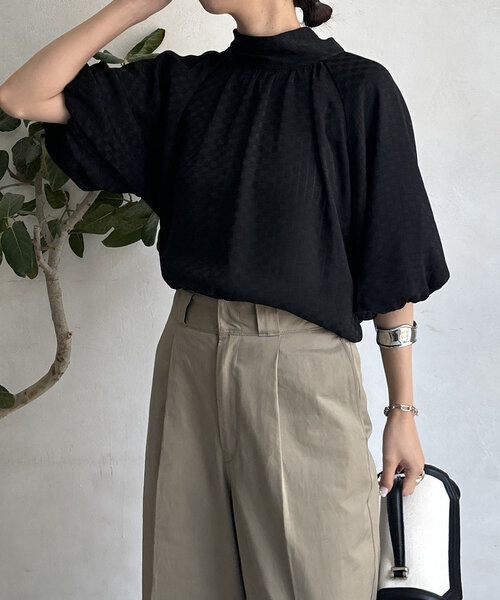 DouDou(ドゥドゥ)の「【WEB限定】シアーチェック棒タイブラウス(シャツ/ブラウス・レディース・アイボリー/ブラック・FREE)」の22枚目の写真