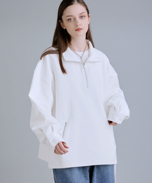 SOCCE(ソーシー)の「バルーンスリーブドレープコットンポンチハーフジップカットソー(Tシャツ/カットソー・メンズ・ネイビー/ブラック/ホワイト・L/XL/S/M)」の19枚目の写真