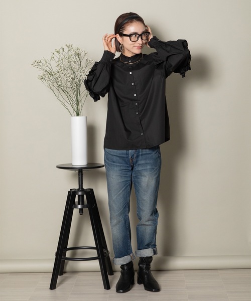 MHBG TOKYO（エムエイチビージートーキョー）の「ラッフルフリル袖シャツ（シャツ/ブラウス・レディース・ホワイト/ブラック・FREE）」の20枚目の写真