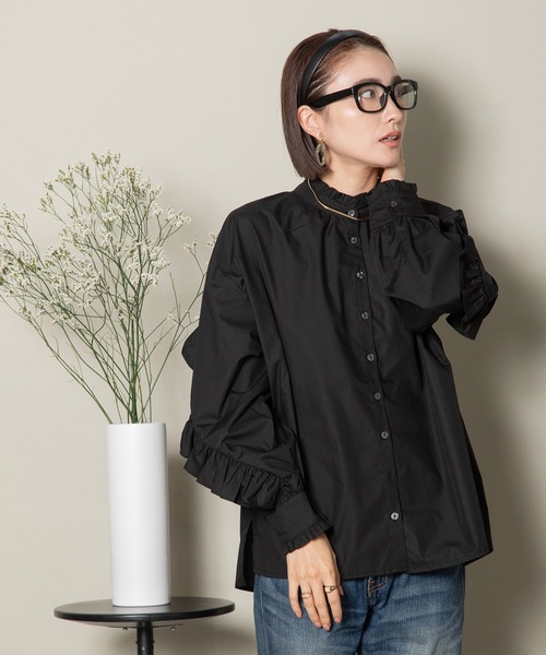 MHBG TOKYO（エムエイチビージートーキョー）の「ラッフルフリル袖シャツ（シャツ/ブラウス・レディース・ホワイト/ブラック・FREE）」の19枚目の写真