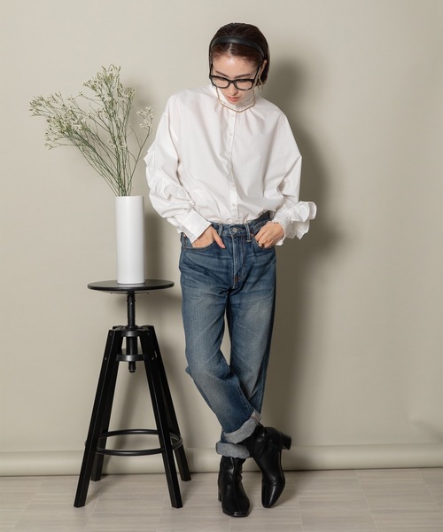 MHBG TOKYO（エムエイチビージートーキョー）の「ラッフルフリル袖シャツ（シャツ/ブラウス・レディース・ホワイト/ブラック・FREE）」の16枚目の写真