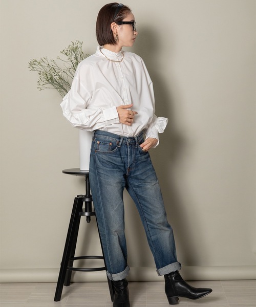 MHBG TOKYO（エムエイチビージートーキョー）の「ラッフルフリル袖シャツ（シャツ/ブラウス・レディース・ホワイト/ブラック・FREE）」の15枚目の写真