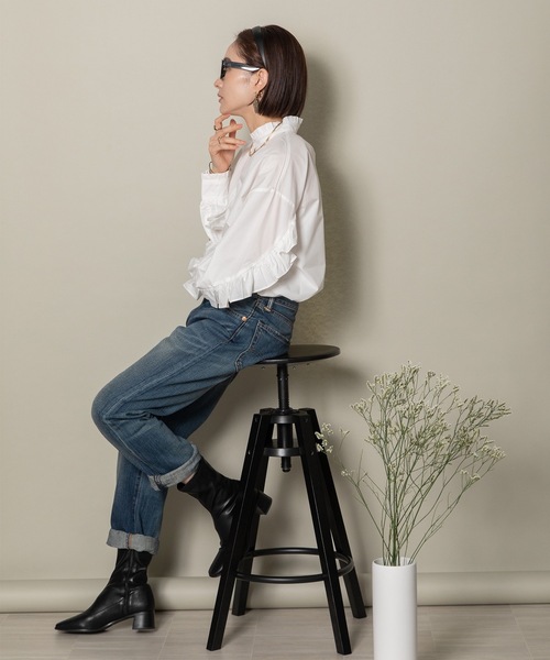 MHBG TOKYO（エムエイチビージートーキョー）の「ラッフルフリル袖シャツ（シャツ/ブラウス・レディース・ホワイト/ブラック・FREE）」の12枚目の写真