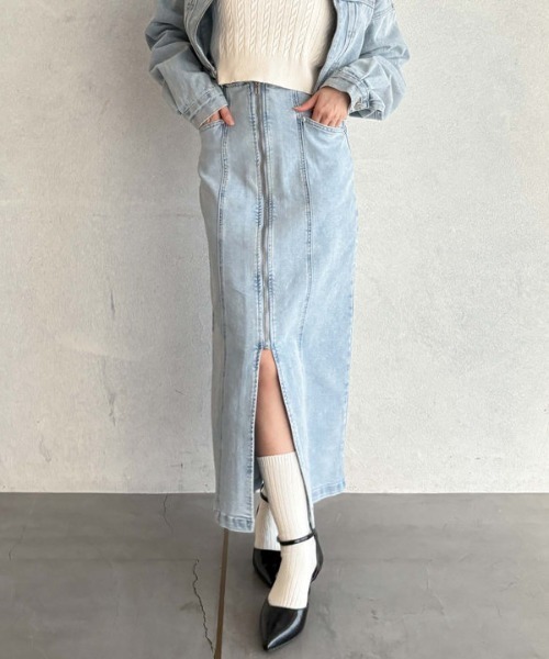 archives（アルシーヴ）の「ストレッチデニムＦｚｉｐタイトＳＫ（スカート・レディース・ブラック/ネイビー/グレー/ブルー・SMALL/MEDIUM）」の4枚目の写真