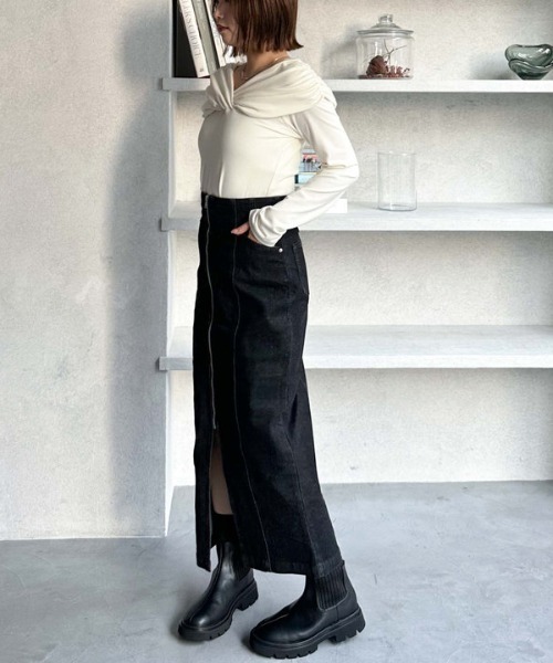 archives（アルシーヴ）の「ストレッチデニムＦｚｉｐタイトＳＫ（スカート・レディース・ブラック/ネイビー/グレー/ブルー・SMALL/MEDIUM）」の20枚目の写真