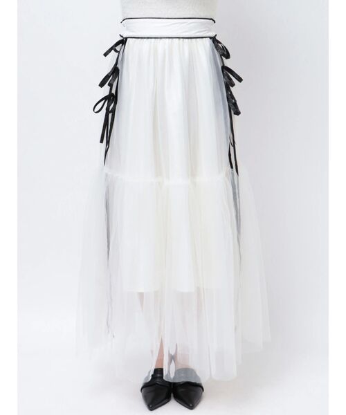 CALNAMUR（カルナムール）の「サイドラインリボンチュールスカート（スカート・レディース・ホワイト/グレー/ブラック・FREE）」の14枚目の写真