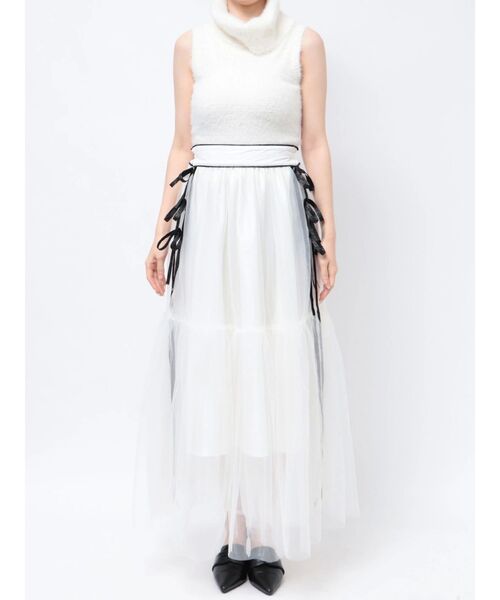 CALNAMUR（カルナムール）の「サイドラインリボンチュールスカート（スカート・レディース・ホワイト/グレー/ブラック・FREE）」の21枚目の写真