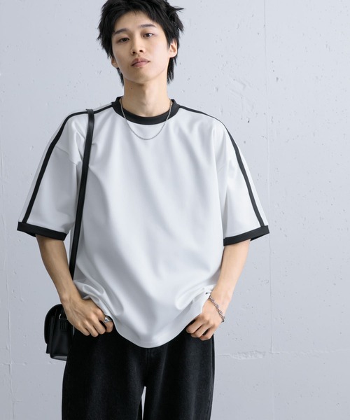 SENSE OF PLACE by URBAN RESEARCH（センスオブプレイスバイアーバンリサーチ）の「ポンチリンガーショートスリーブTシャツ（Tシャツ/カットソー・メンズ・チャコールグレー/ホワイト/ブラック・LARGE/MEDIUM）」の8枚目の写真