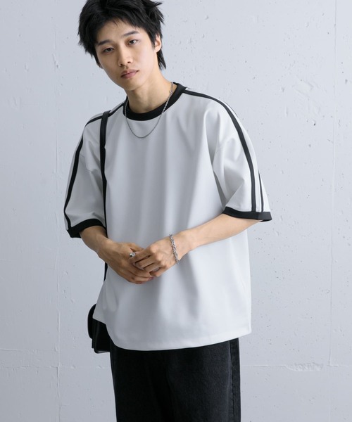 SENSE OF PLACE by URBAN RESEARCH（センスオブプレイスバイアーバンリサーチ）の「ポンチリンガーショートスリーブTシャツ（Tシャツ/カットソー・メンズ・チャコールグレー/ホワイト/ブラック・LARGE/MEDIUM）」の9枚目の写真