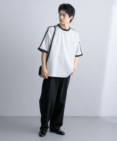 SENSE OF PLACE by URBAN RESEARCH（センスオブプレイスバイアーバンリサーチ）の「ポンチリンガーショートスリーブTシャツ（Tシャツ/カットソー・メンズ・チャコールグレー/ホワイト/ブラック・LARGE/MEDIUM）」の12枚目の写真