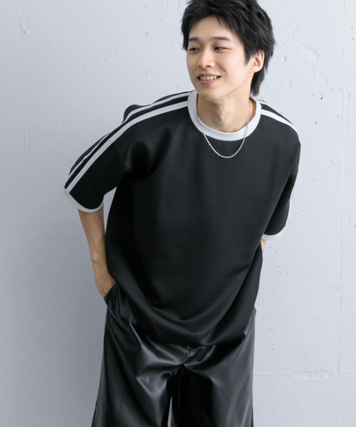 SENSE OF PLACE by URBAN RESEARCH（センスオブプレイスバイアーバンリサーチ）の「ポンチリンガーショートスリーブTシャツ（Tシャツ/カットソー・メンズ・チャコールグレー/ホワイト/ブラック・LARGE/MEDIUM）」の4枚目の写真