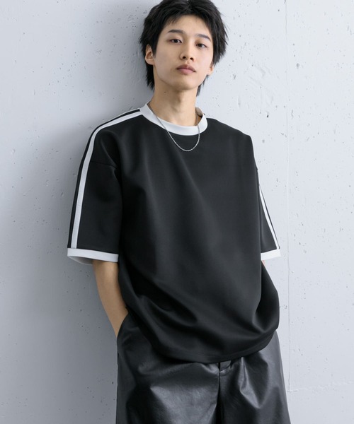 SENSE OF PLACE by URBAN RESEARCH（センスオブプレイスバイアーバンリサーチ）の「ポンチリンガーショートスリーブTシャツ（Tシャツ/カットソー・メンズ・チャコールグレー/ホワイト/ブラック・LARGE/MEDIUM）」の5枚目の写真