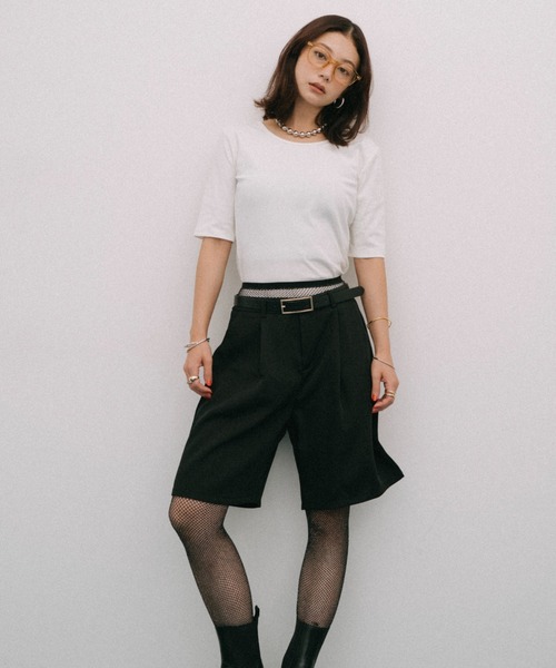 HANNE(アン)の「ハーフスリーブコンパクトTEE(Tシャツ/カットソー・レディース・ホワイト/ブラック・FREE)」の6枚目の写真