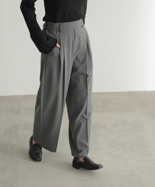 for/c（フォーシー）の「[低身長/高身長向けサイズ有]撥水タックストレートパンツ【サスティナブル】（スラックス・レディース・グレー/チャコールグレー/ブラック/ライトグレー/ネイビー/ブラウン/ベージュ・M/L/LL/MP/LP/TM）」の18枚目の写真