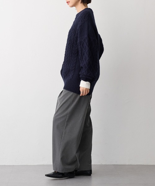 for/c（フォーシー）の「[低身長/高身長向けサイズ有]撥水タックストレートパンツ【サスティナブル】（スラックス・レディース・グレー/チャコールグレー/ブラック/ライトグレー/ネイビー/ブラウン/ベージュ・M/L/LL/MP/LP/TM）」の14枚目の写真