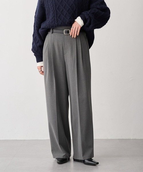低身長/高身長向けサイズ有]撥水タックストレートパンツ
