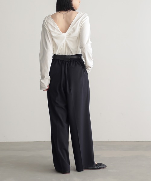 低身長/高身長向けサイズ有]撥水タックストレートパンツ