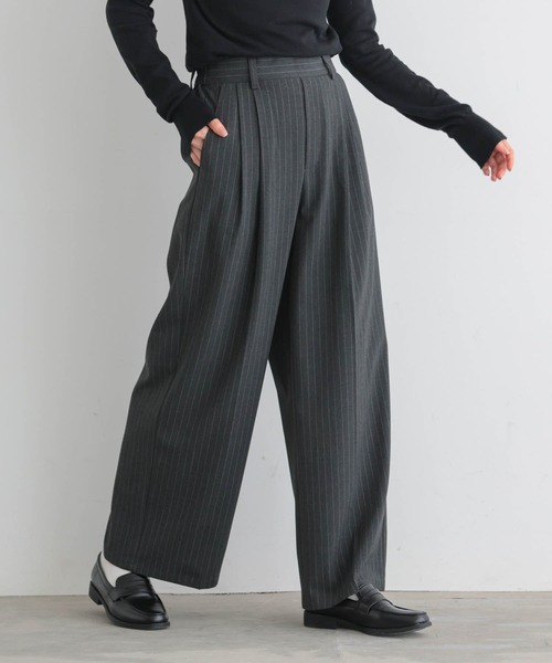 for/c（フォーシー）の「[低身長/高身長向けサイズ有]撥水タックストレートパンツ【サスティナブル】（スラックス・レディース・グレー/チャコールグレー/ブラック/ライトグレー/ネイビー/ブラウン/ベージュ/グレー系1/ネイビー系1・M/L/LL/MP/LP/TM）」の19枚目の写真