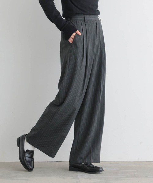 for/c（フォーシー）の「[低身長/高身長向けサイズ有]撥水タックストレートパンツ【サスティナブル】（スラックス・レディース・グレー/チャコールグレー/ブラック/ライトグレー/ネイビー/ブラウン/ベージュ/グレー系1/ネイビー系1・M/L/LL/MP/LP/TM）」の20枚目の写真
