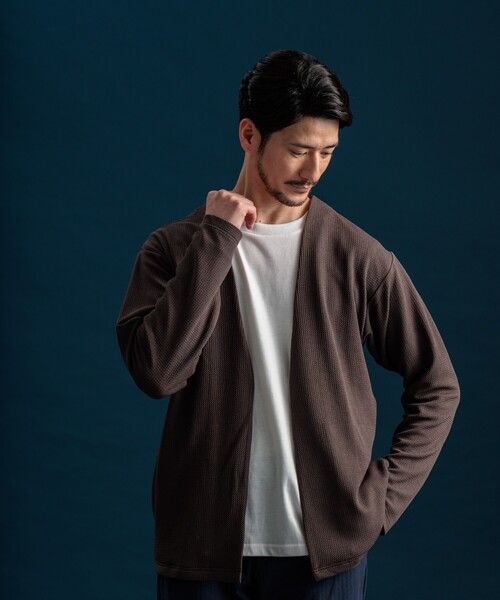 THE SHOP TK （ザ ショップ ティーケー ）の「◆【カーディガン＋ロンTセットアイテム】杢ふくれアンサンブルカーディガン（カーディガン/ボレロ・メンズ・ネイビー系5/ブラウン系その他/ピンク系その他/ブルーグリーン/ネイビー・04/03/02）」の6枚目の写真