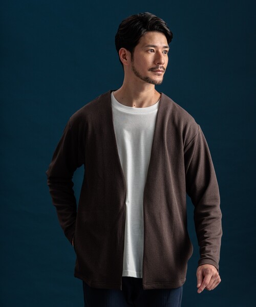 THE SHOP TK （ザ ショップ ティーケー ）の「◆【カーディガン＋ロンTセットアイテム】杢ふくれアンサンブルカーディガン（カーディガン/ボレロ・メンズ・ネイビー系5/ブラウン系その他/ピンク系その他/ブルーグリーン/ネイビー・04/03/02）」の7枚目の写真