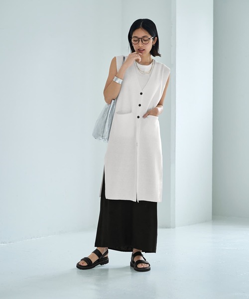 STYLE DELI(スタイルデリ)の「薄手なセンシュアルロング丈スカート(スカート・レディース・ネイビー/ブラック・MEDIUM/SMALL)」の14枚目の写真