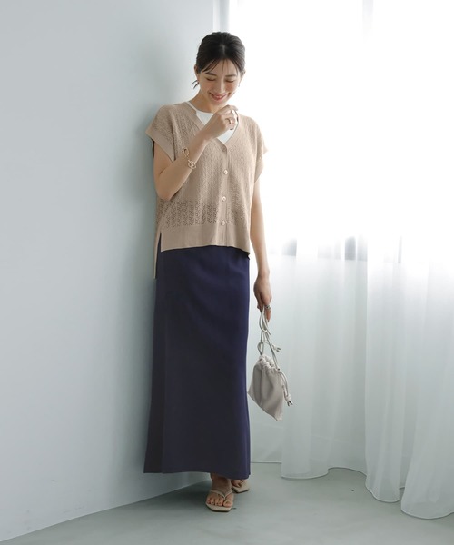 STYLE DELI(スタイルデリ)の「薄手なセンシュアルロング丈スカート(スカート・レディース・ネイビー/ブラック・MEDIUM/SMALL)」の3枚目の写真