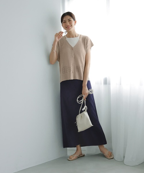 STYLE DELI(スタイルデリ)の「薄手なセンシュアルロング丈スカート(スカート・レディース・ネイビー/ブラック・MEDIUM/SMALL)」の8枚目の写真