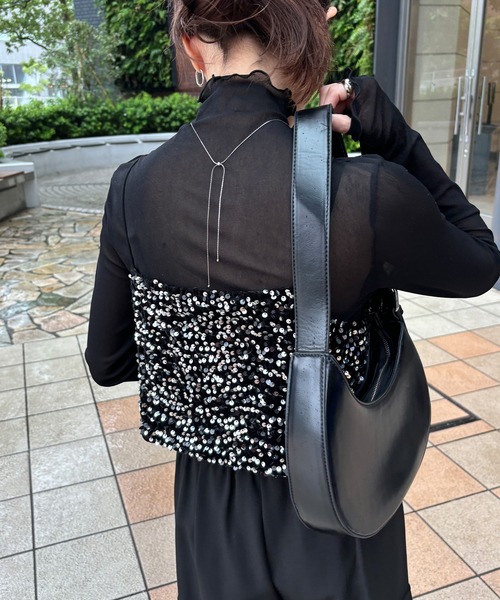 ISOOK(アイスー)の「【ISOOK / アイスー】スパンコールキャミソールビスチェ / セットアップ可能 スパンコールビスチェ ショート丈 セットアップ対応 キラキラ ZOZOTOWN限定(キャミソール・レディース・シルバー/ブラック・FREE)」の12枚目の写真