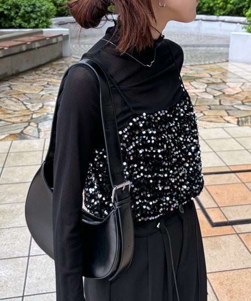 ISOOK(アイスー)の「【ISOOK / アイスー】スパンコールキャミソールビスチェ / セットアップ可能 スパンコールビスチェ ショート丈 セットアップ対応 キラキラ ZOZOTOWN限定(キャミソール・レディース・シルバー/ブラック・FREE)」の9枚目の写真