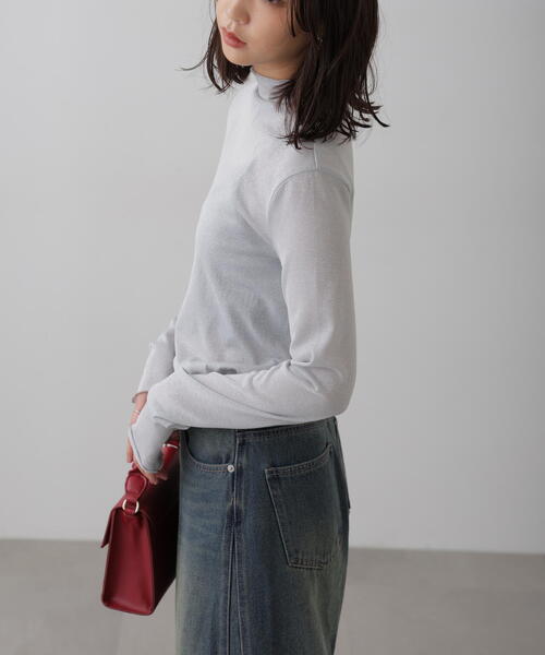 FREE'S MART（フリーズマート）の「◆シアーラメハイネックカットソー（Tシャツ/カットソー・レディース・ブラック/グレー・FREE）」の20枚目の写真