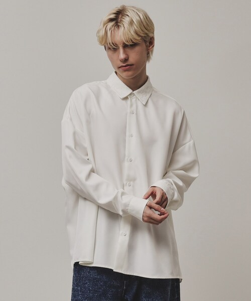 tk.TAKEO KIKUCHI（ティーケータケオキクチ）の「◆衿デザインアソートシャツ（シャツ/ブラウス・メンズ・ブラック/ホワイト系2/ダークグリーン/ホワイト系3/ブラック系2/ホワイト/ブラック系1・01/02/03）」の3枚目の写真