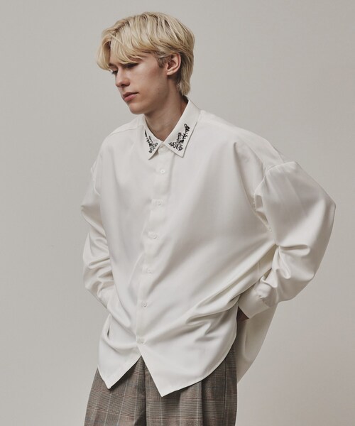 tk.TAKEO KIKUCHI（ティーケータケオキクチ）の「◆衿デザインアソートシャツ（シャツ/ブラウス・メンズ・ブラック/ホワイト系2/ダークグリーン/ホワイト系3/ブラック系2/ホワイト/ブラック系1・01/02/03）」の4枚目の写真