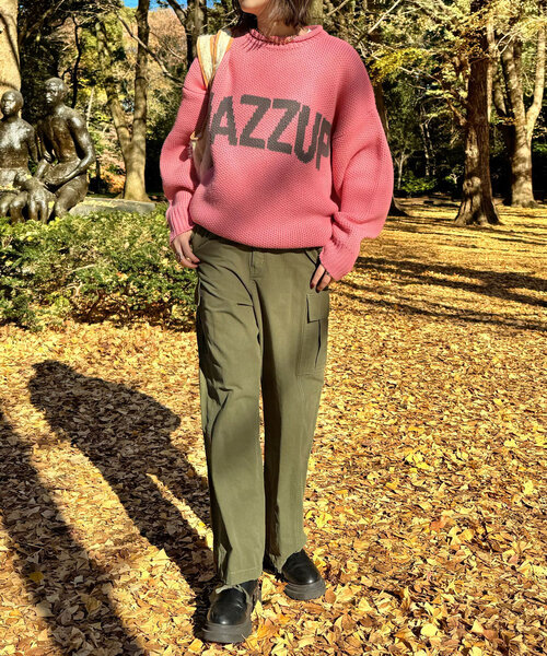 パンツ・ボトムスその他 HUECLOSET PEACH BALLOON CARPENTER PANTS (5 colors) BTR295 ベージュ クロシェ パンツ | ニットパンツ | 手編み ユニ