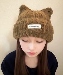 RiNc（リンク）の「【 NOLITA / ノリータ 】猫耳 ぬいぐるみ ビーニー キャップ ニットキャップ 帽子 ニット帽（ニットキャップ/ビーニー）」