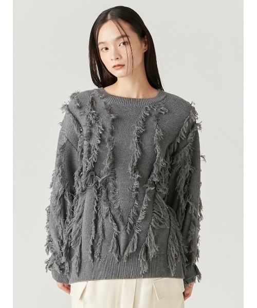 ジャガードフリンジニットプルオーバー（ニット/セーター）｜FRAY I.D